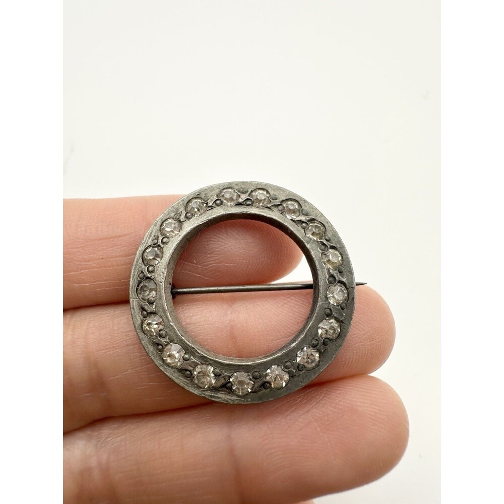 Antique Rhinestone Circle Brooch Scatter Pin Unsigned